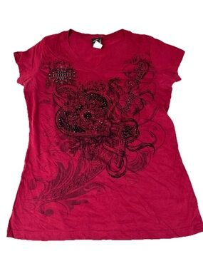 Harley Davidson Women’s Size Medium Tshirt Red Vneck Mankato MN #4216